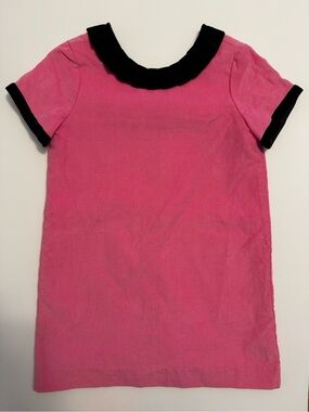 Girls' Pink Short-Sleeve Dress with Black Trim